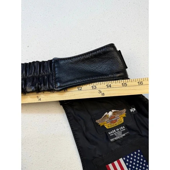 Harley Davidson Chaps Men M Black Willie G Leather Braided Trim Biker Moto USA